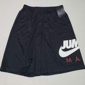 Jordan Boy’s Black Athletic Shorts with White Jumpman Logo and Red Accents
